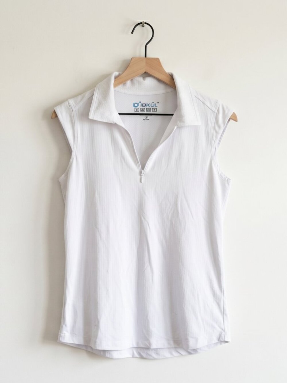 IBKUL White Sleeveless Quarter Zip Golf Polo UPF 50+ IceFil Cooling Size M